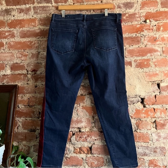 LOFT Velvet Side Stripe Skinny Jeans in Dark Wash - Picture 5 of 6